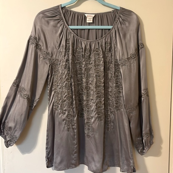 Sundance Tops - Sundance 100% Silk Embroidered Top